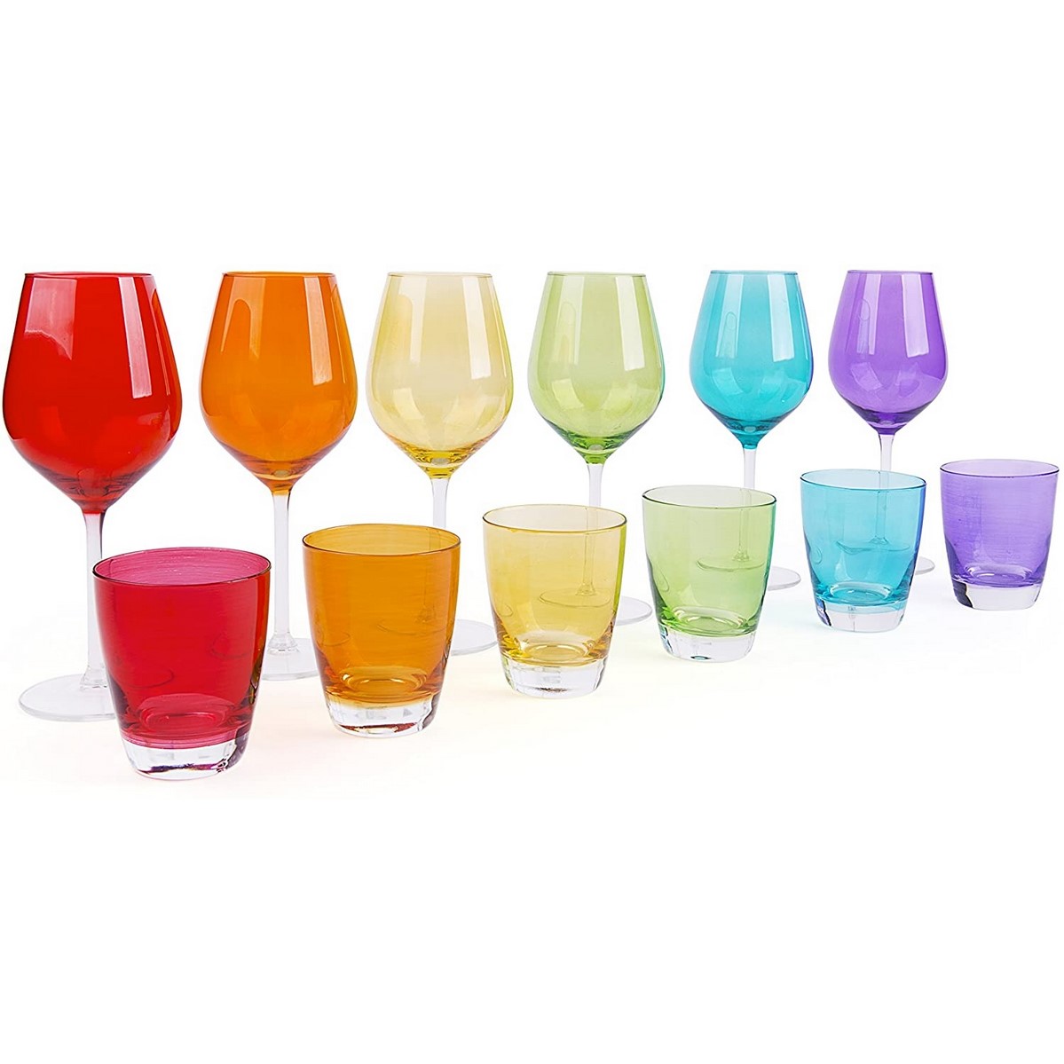 Set 12 bicchieri multicolor , calici & bicchiere acqua vetro excelsa